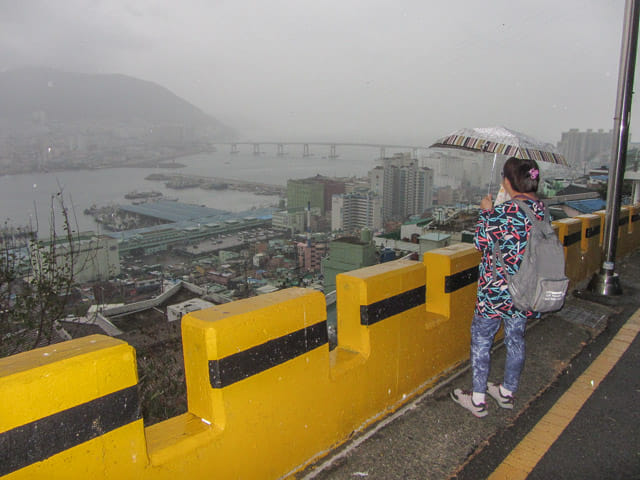 韓國釜山天馬山腰 天馬山路 俯瞰釜山港景色