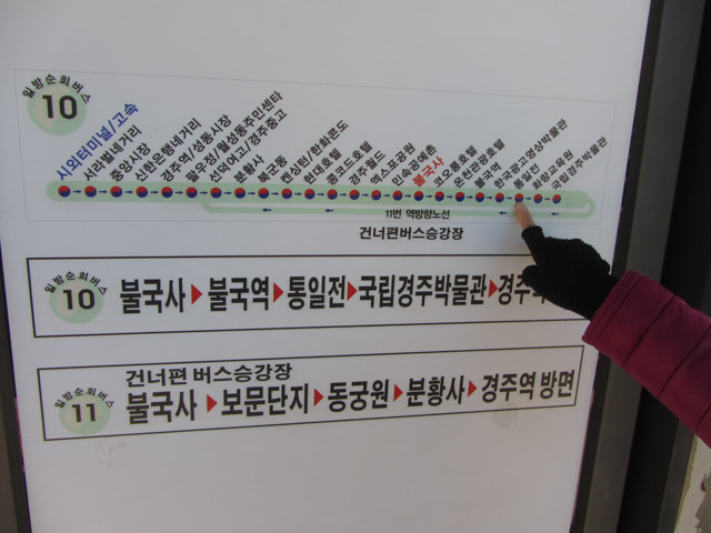 韓國慶州佛國寺 往統一殿 (통일전)巴士站路線圖