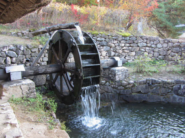 韓國安東民俗村 (안동민속촌Andong Folk Village) 古樸房子、水車