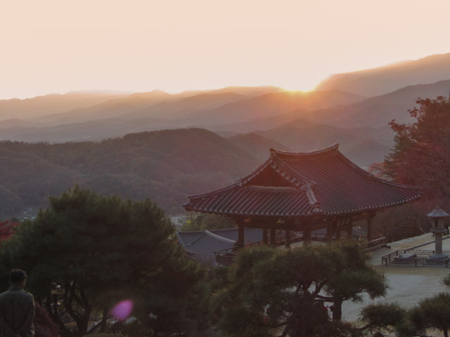 韓國榮州浮石寺 安養樓 黃昏日落景色