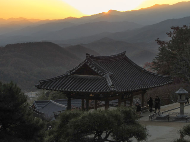 韓國榮州浮石寺 安養樓 黃昏日落景色