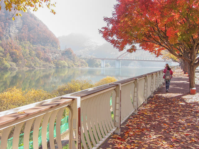 韓國丹陽南漢江 秋天紅葉景色