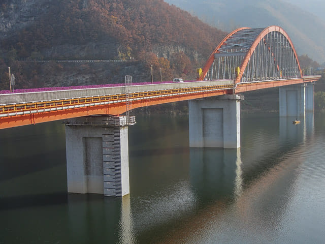 韓國丹陽 南漢江 Gosu 古藪橋 清早景色