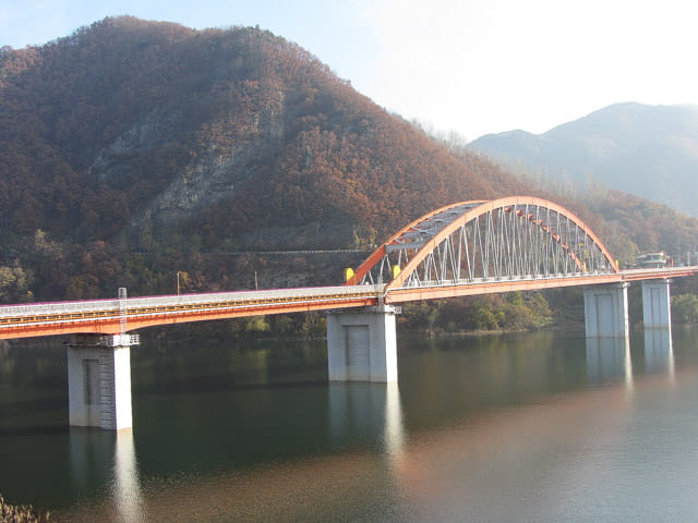 韓國丹陽 南漢江 Gosu 古藪橋 清早景色