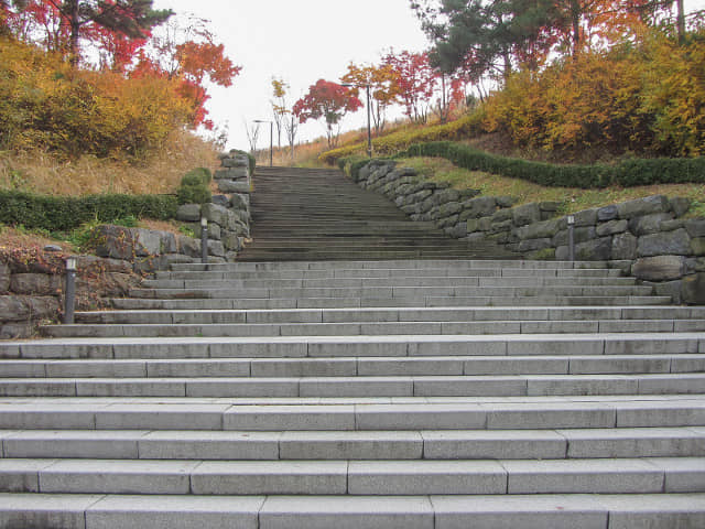 韓國首爾南山公園入口 秋天紅葉、金黃銀杏漂亮街景