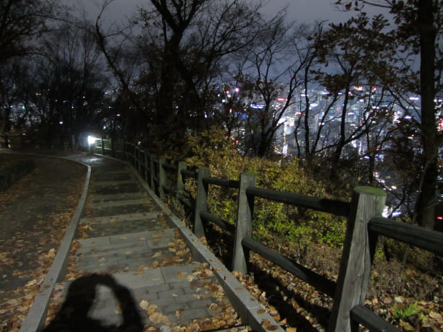 韓國首爾 南山公園 晚上的首爾城郭路