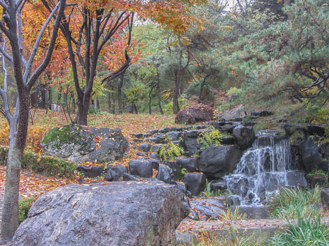 韓國首爾南山谷韓屋村 秋天紅葉景色