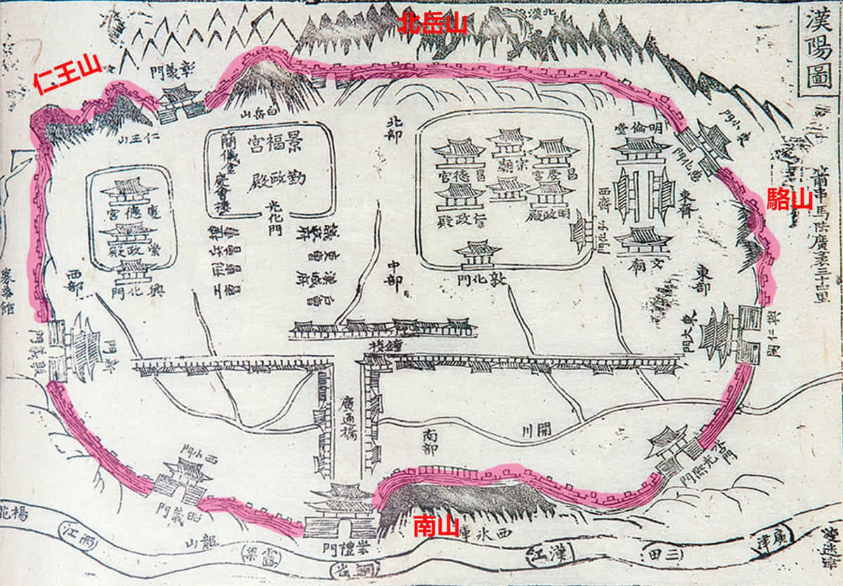 韓國漢陽都城城郭 (首爾城郭) 地圖