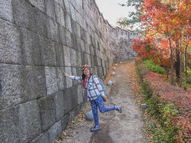 首爾城郭路北岳山段 秋天紅葉景色