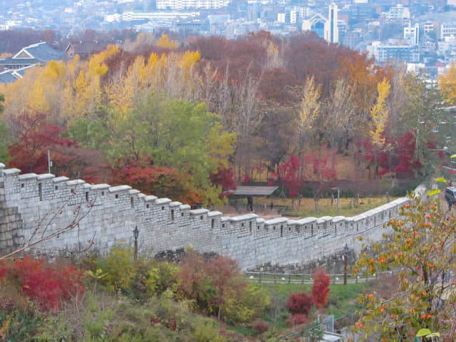 首爾城郭駱山段 駱山公園 秋天漂亮紅葉景色