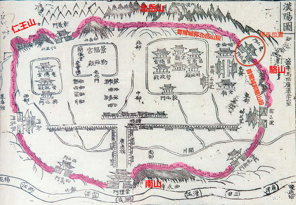 首爾城郭 惠化門 地圖